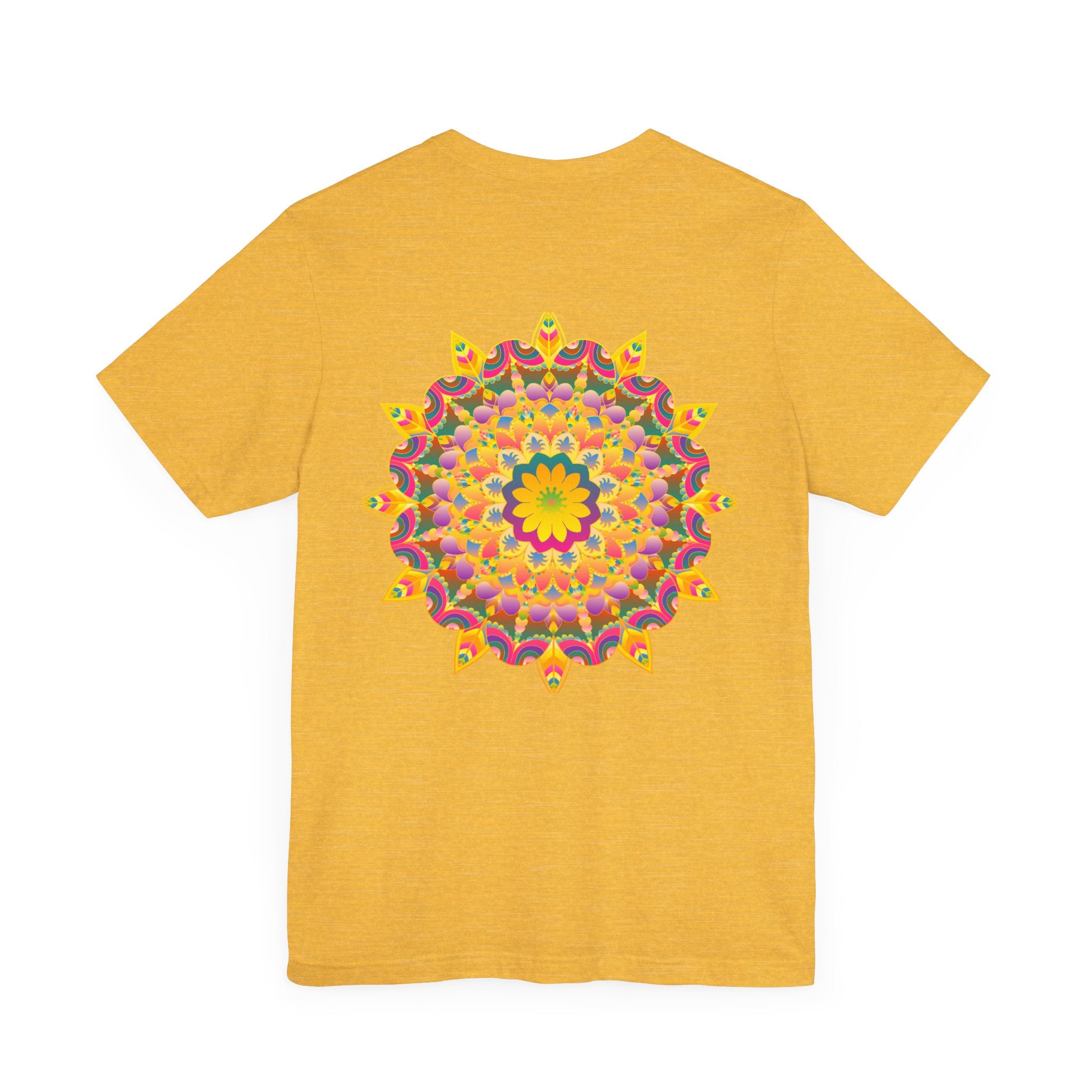 A colorful and intricate mandala design adorns this Vibrant Mandala Tee, symbolizing peace and harmony in a stylish and eye-catching way