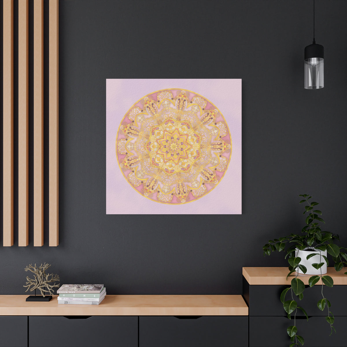 Pink and Gold Mandala Matte Canvas Wall Art