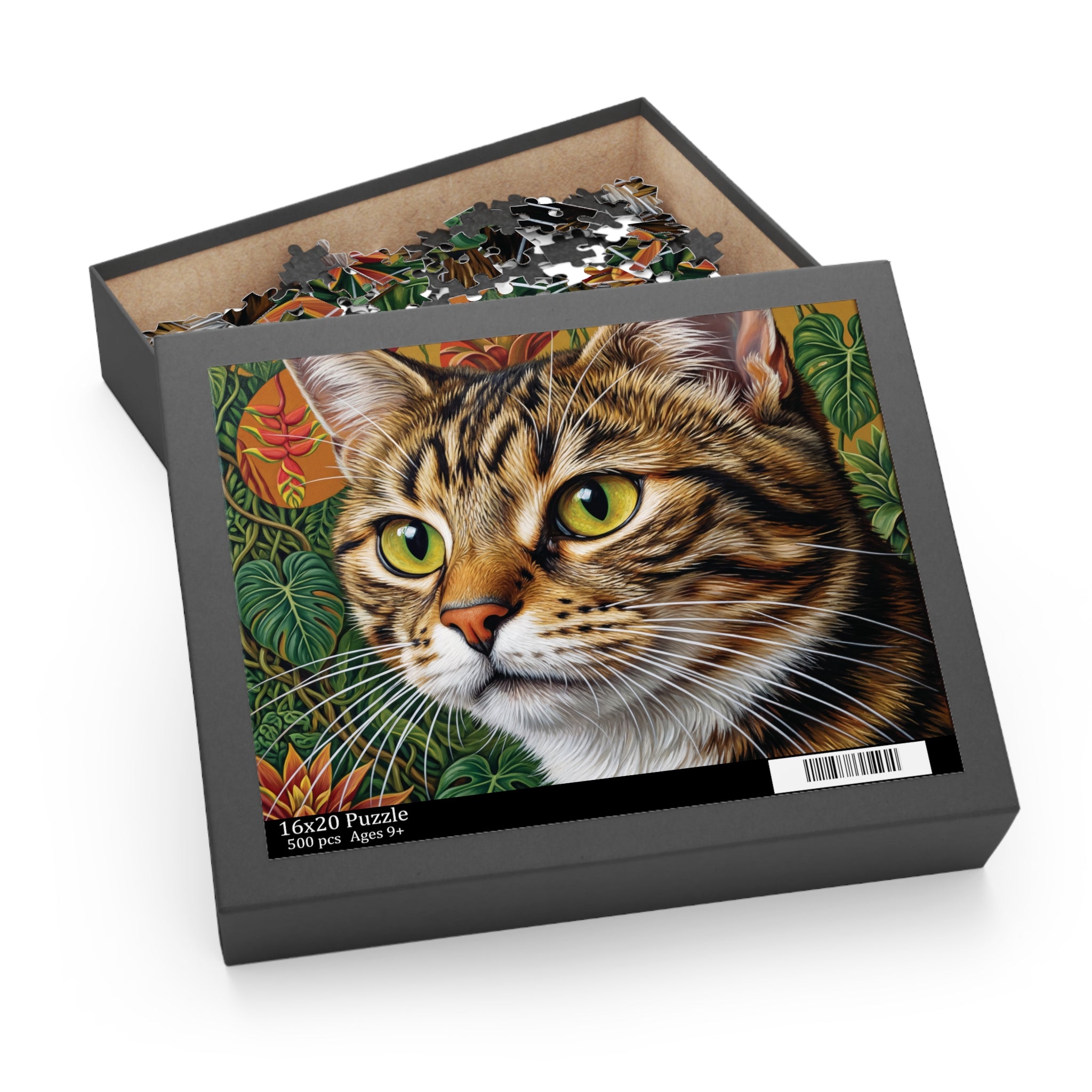 Tabby Cat Jigsaw Puzzle — Green-Eyed Cat (500 pcs)