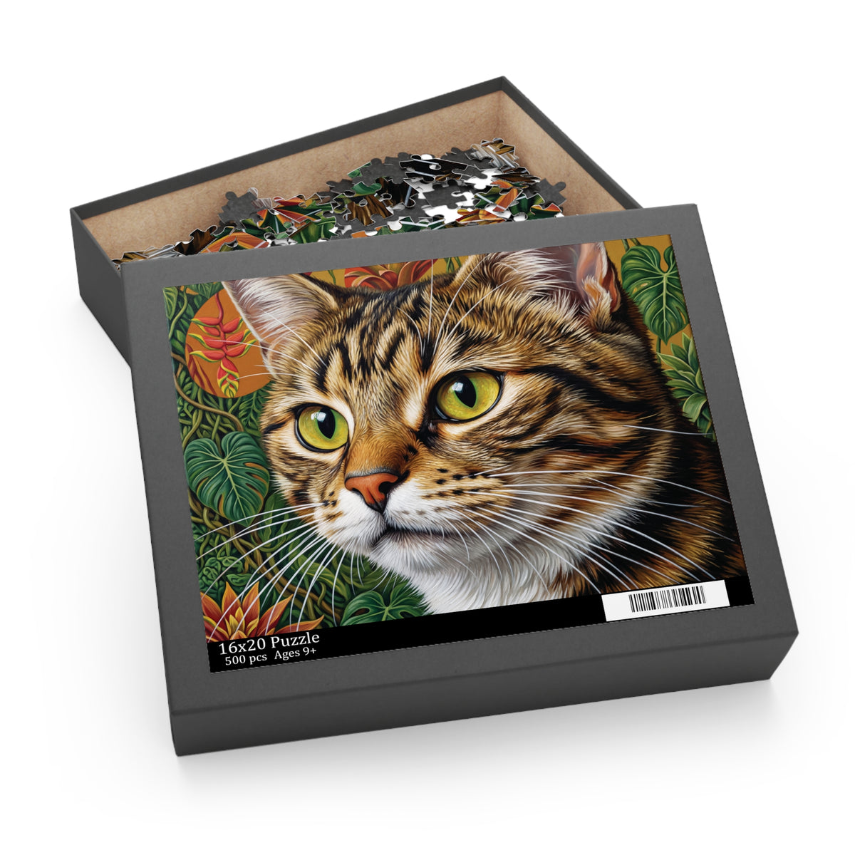 Tabby Cat Jigsaw Puzzle — Green-Eyed Cat (500 pcs)