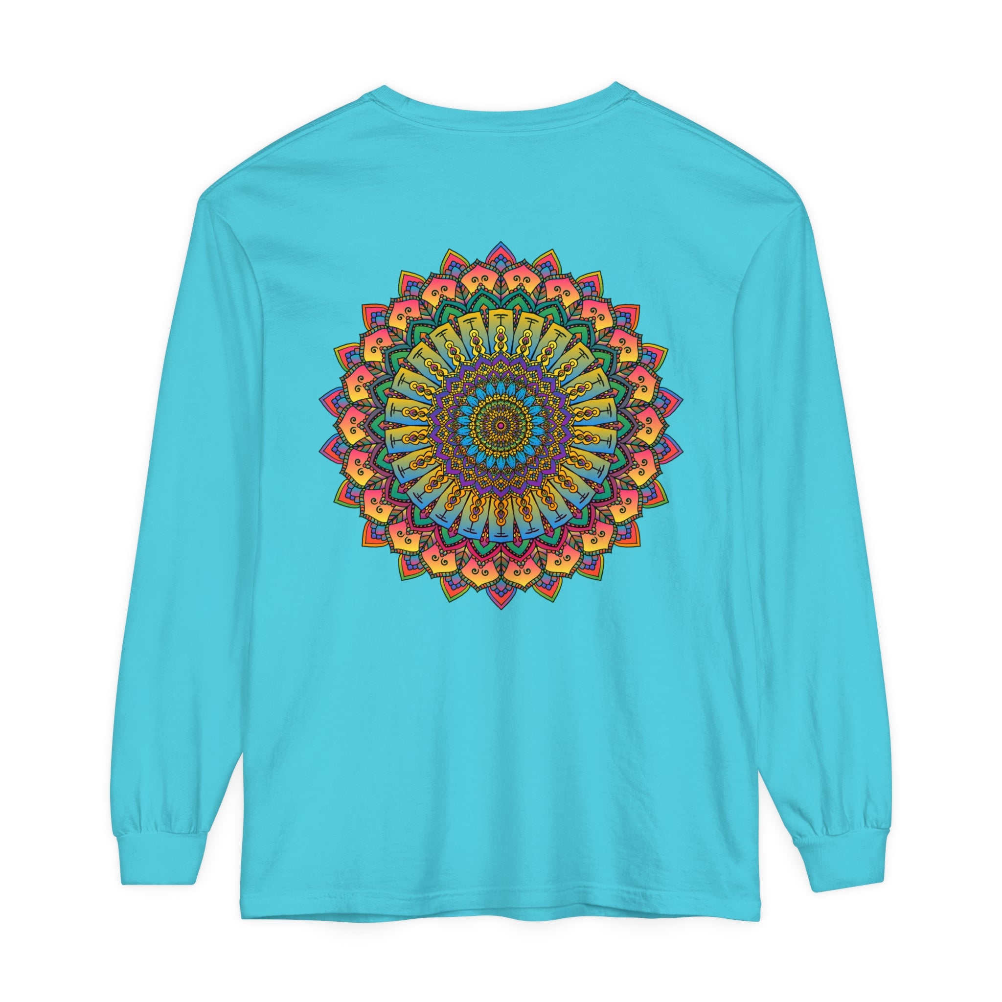 Intricate Mandala Unisex Long Sleeve T-Shirt featuring a detailed and ornate mandala design