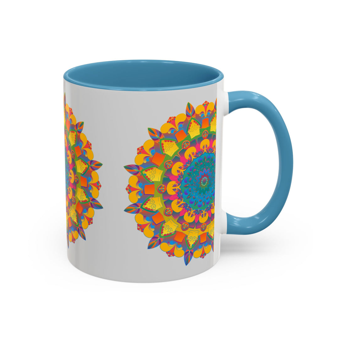 Colorful floral mandala art design ceramic mug for tea and coffee