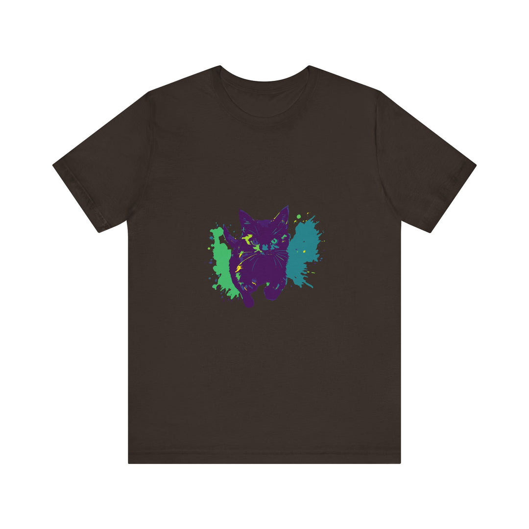 Black Cat Mystery - Colorful Splash T-Shirt featuring a vibrant, eye-catching design