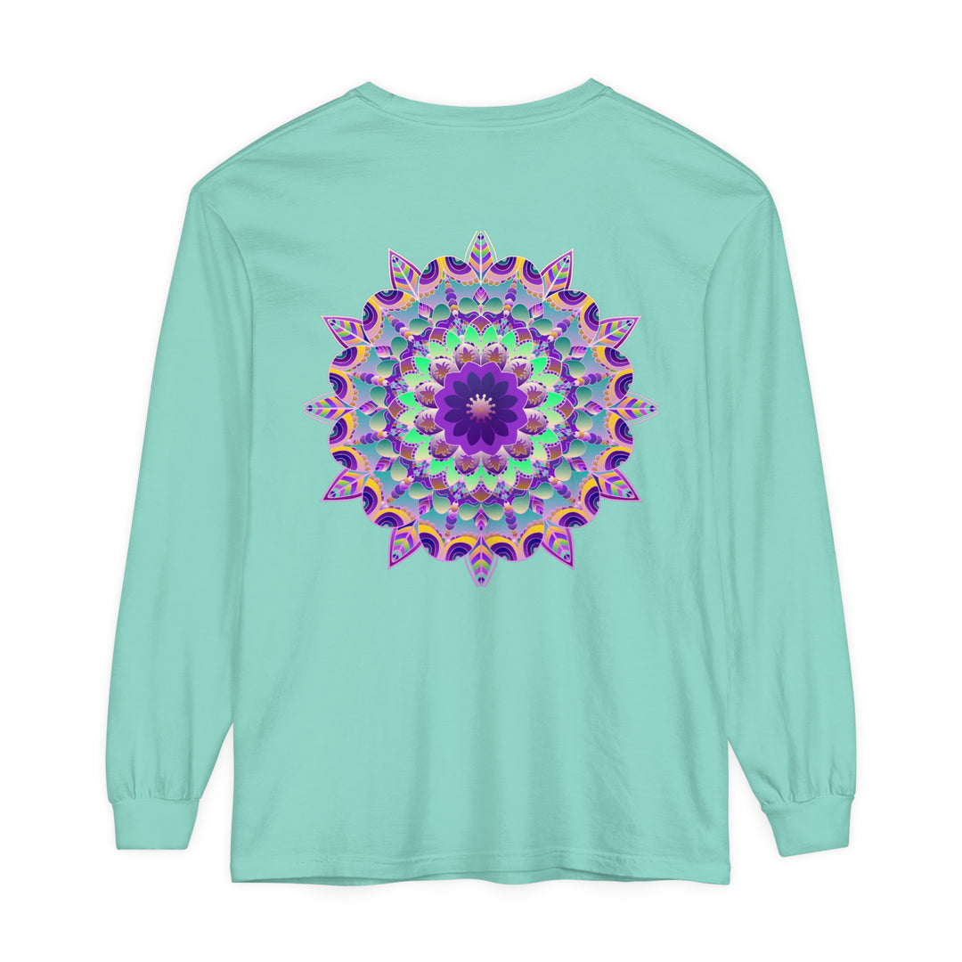 Colorful mandala design long sleeve t-shirt perfect for psychedelic fashion lovers