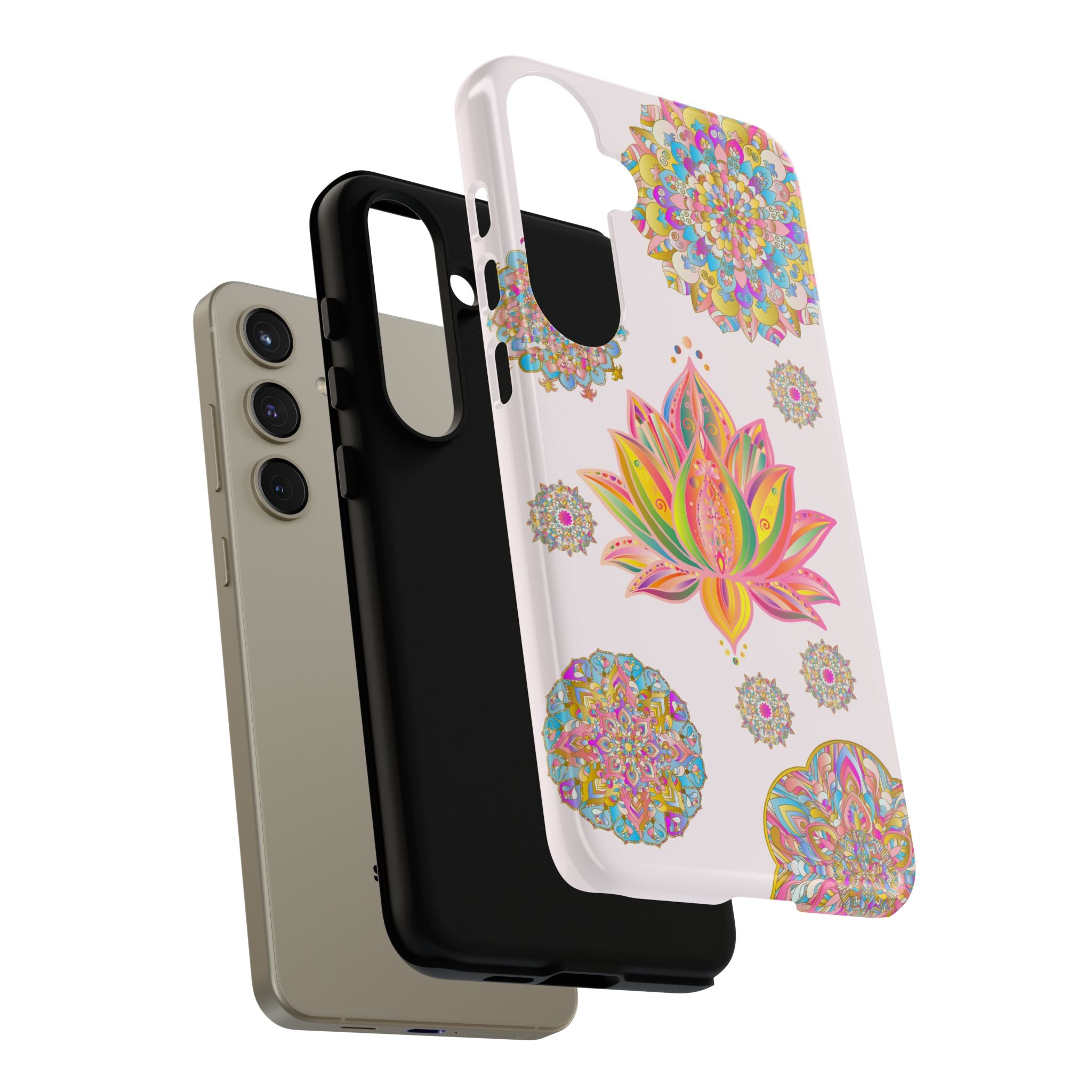 A light pink lotus flower mandala design phone case for protection and style