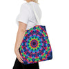 Colorful and intricate psychedelic mandala design tote bag for eclectic fashion