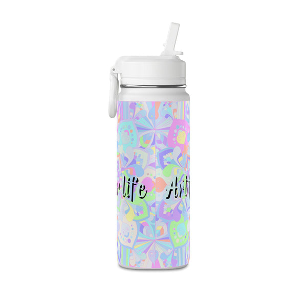 Pastel Floral Mini Water Bottle — "Art for Life" 20oz