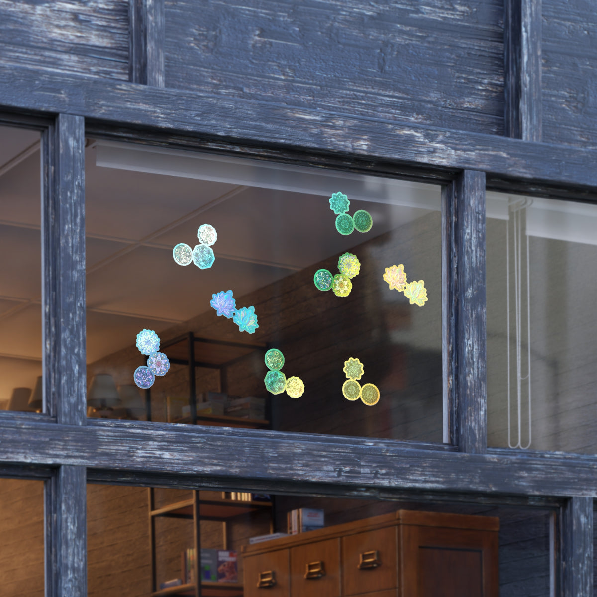 Holographic Mandala Lotus Sticker Sheet — 5-Pack Decorative Window & Journal Decals