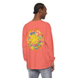 Intricate black and white mandala design printed on a unisex long sleeve t-shirt