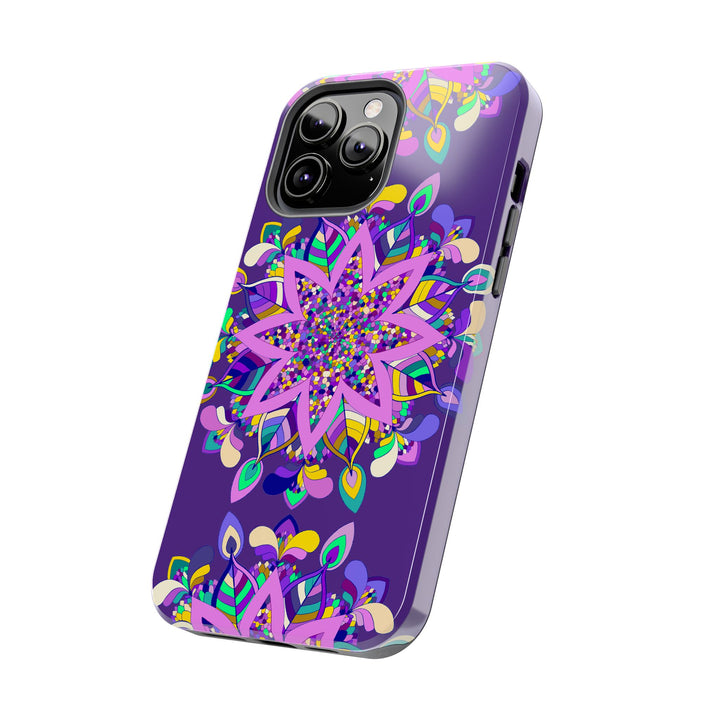 Hand-drawn purple Mandala Art phone case designed for iPhone X/XS