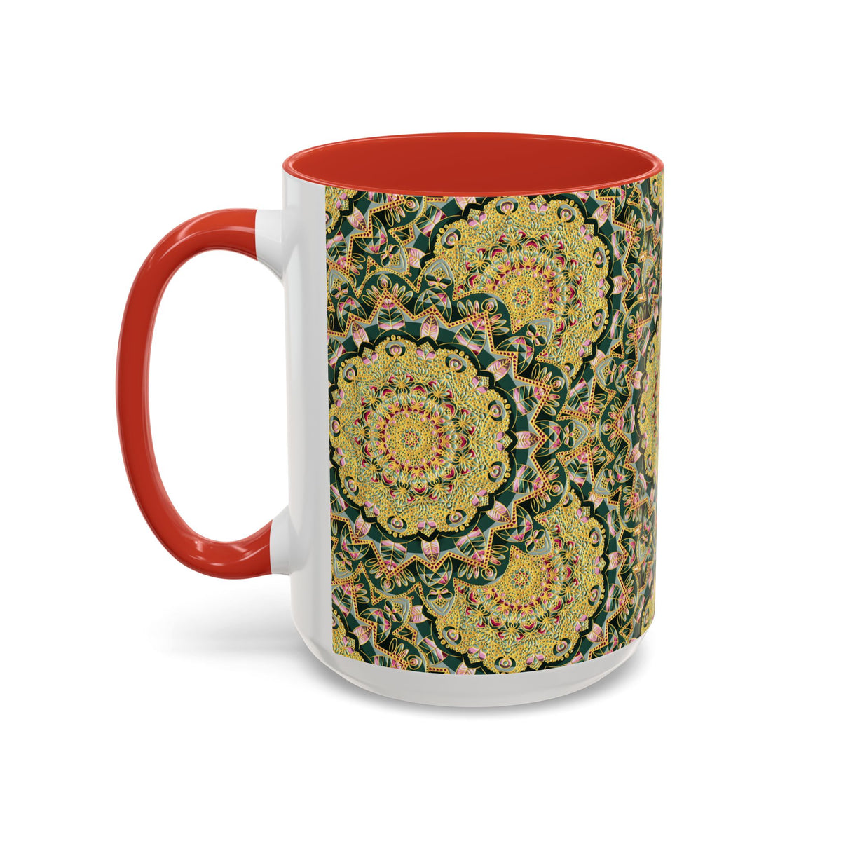 Mandala Floral Coffee Mug – Bohemian Botanical Ceramic Cup