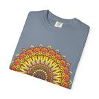 Sunburst Mandala T-Shirt — Vibrant Floral Boho Graphic Tee