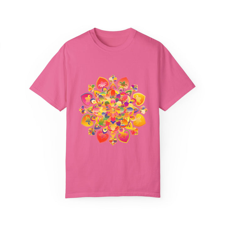 Vibrant Mandala T-shirt featuring a hand-drawn design with intricate patterns and bold colors, perfect for adding a pop of style to any outfit