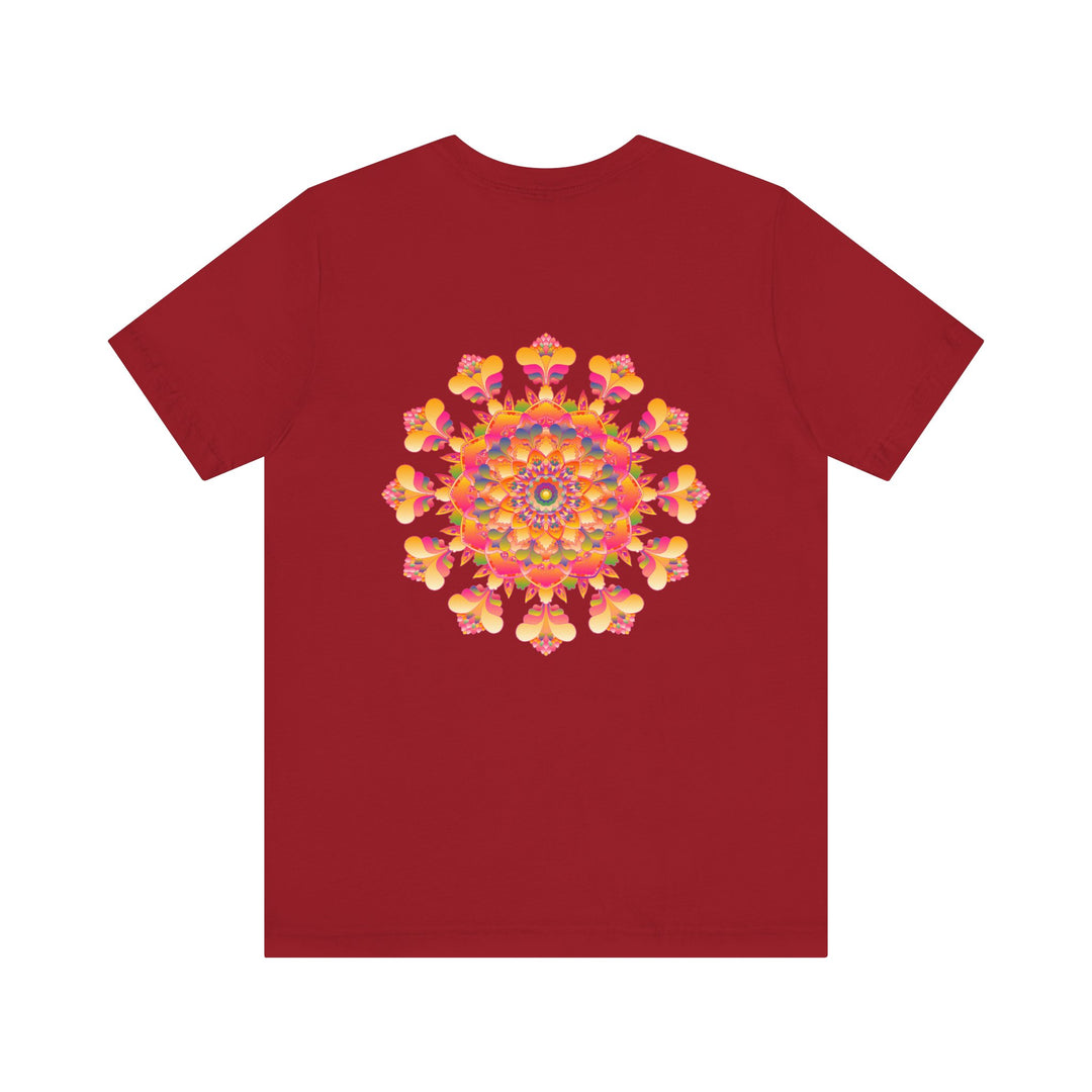 A stunning, vibrant mandala tee, designed to evoke spiritual peace and harmony through its intricate and colorful pattern