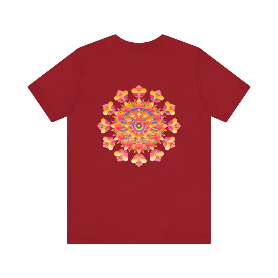 A stunning, vibrant mandala tee, designed to evoke spiritual peace and harmony through its intricate and colorful pattern