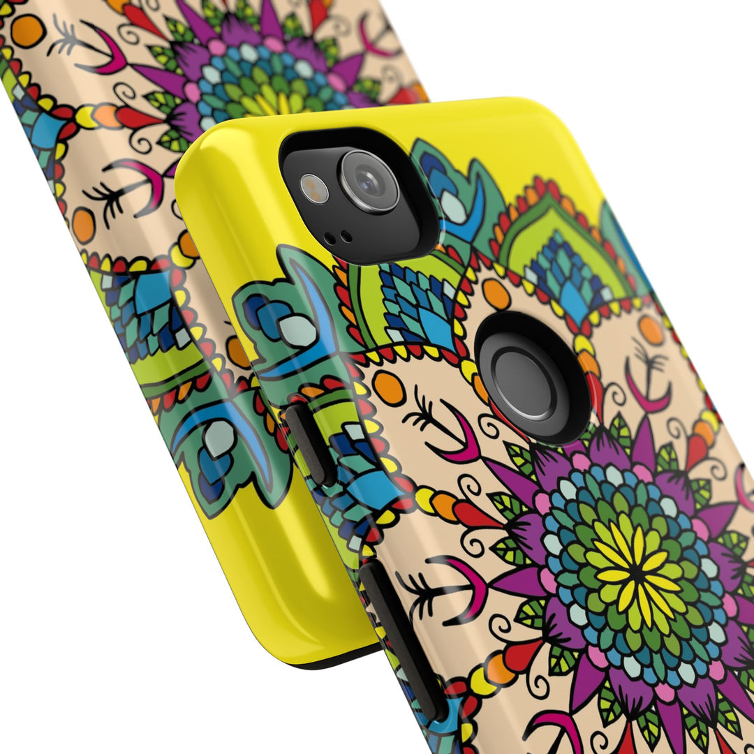 Intricate Floral Yellow Phone Case for Bold Protection and Style