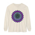 Colorful and detailed mandala design on a unisex long sleeve t-shirt