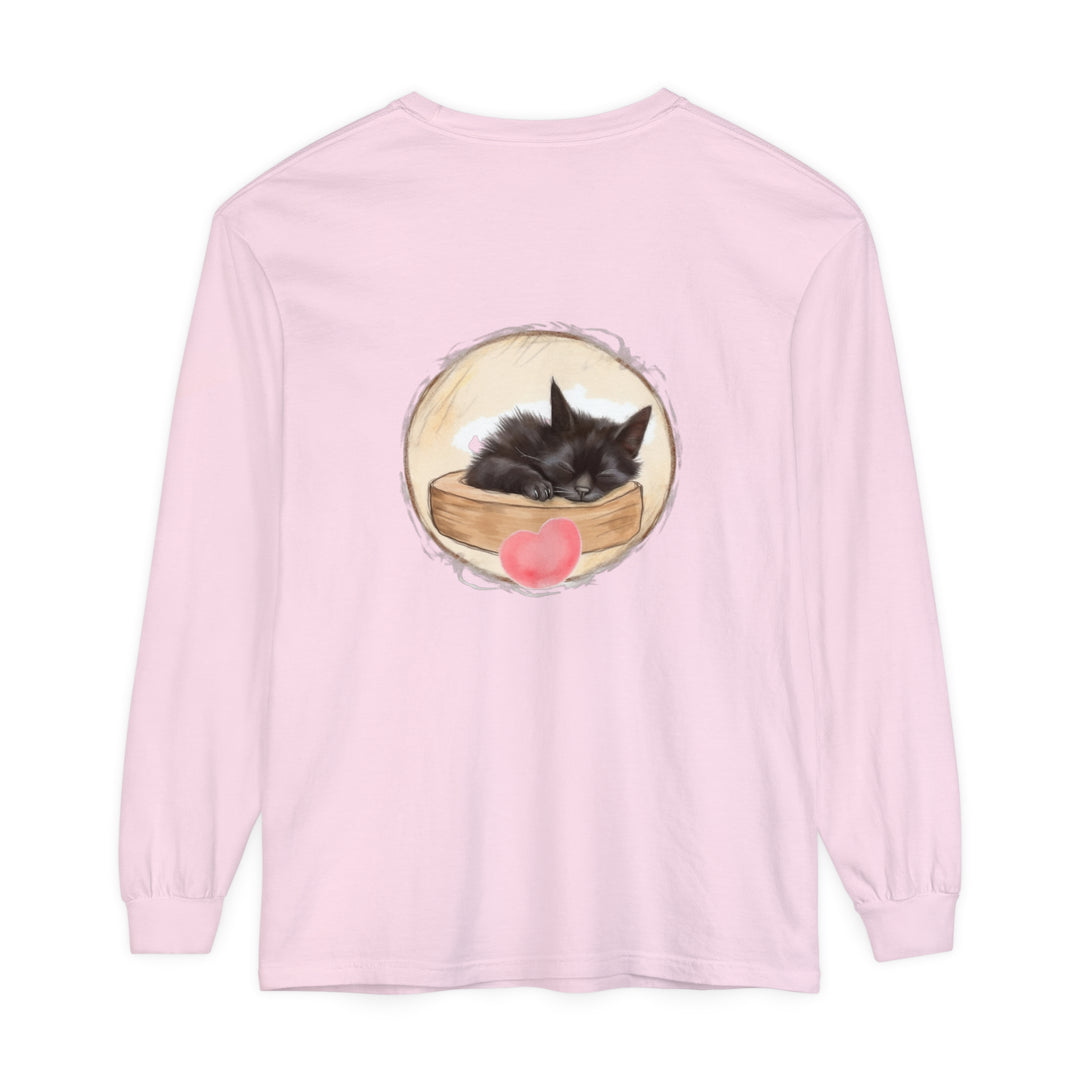 Adorable unisex t-shirt featuring a sleeping kitten design perfect for bedtime