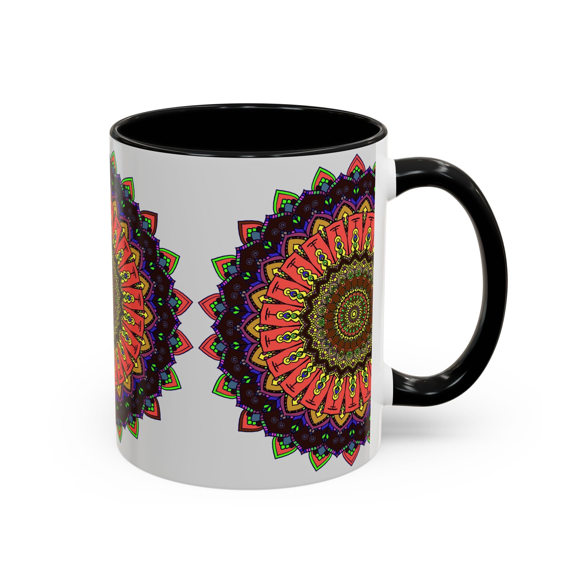 Vibrant and spiritual mandala art mug with colorful and intricate design