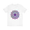 Vibrant purple mandala design t-shirt with psychedelic patterns and intricate details