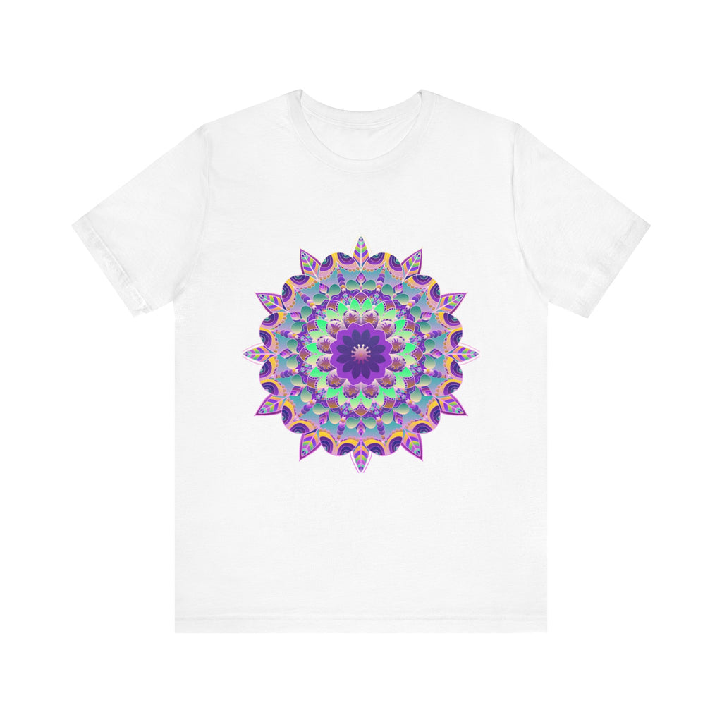 Vibrant purple mandala design t-shirt with psychedelic patterns and intricate details