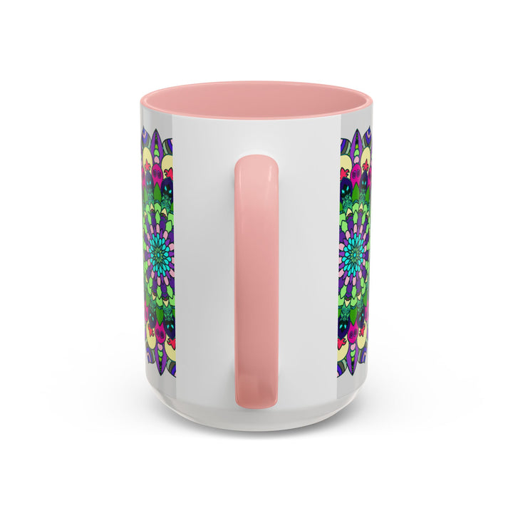 Colorful mandala art mug with spiritual design, perfect for peaceful morning rituals and meditation sessions