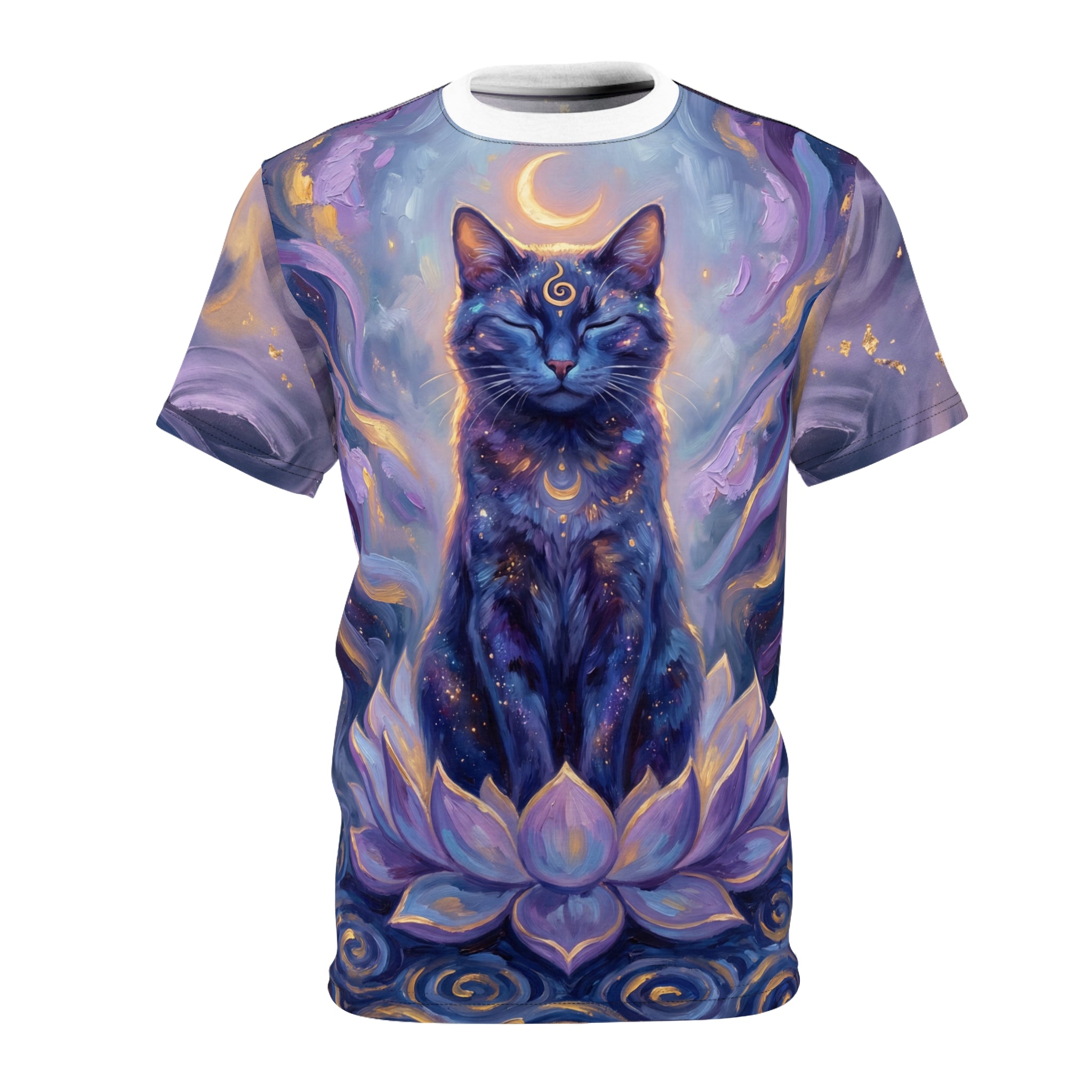 T-Shirt mit Ölgemälde-Motiv „Mystic Cat Spirit“