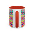 Colorful circular mandala art design mug perfect for coffee lovers