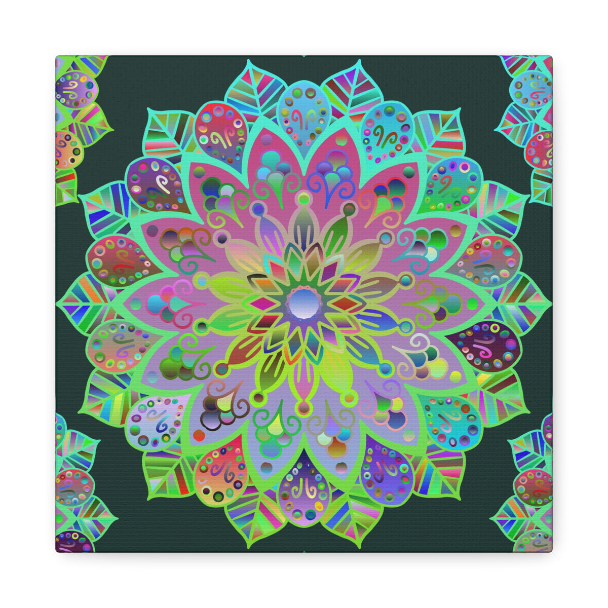 Vibrant Mandala Matte Canvas Wall Art — Colorful Floral Boho Stretched Print