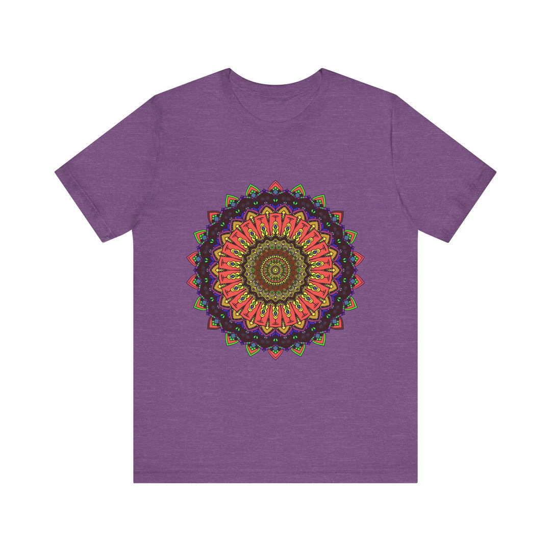 Colorful Mandala Tee with an intricately designed pattern featuring vibrant hues and detailed geometric shapes