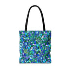 Borsa tote con stampa mandala floreale blu-verde — Shopper con stampa integrale vivace