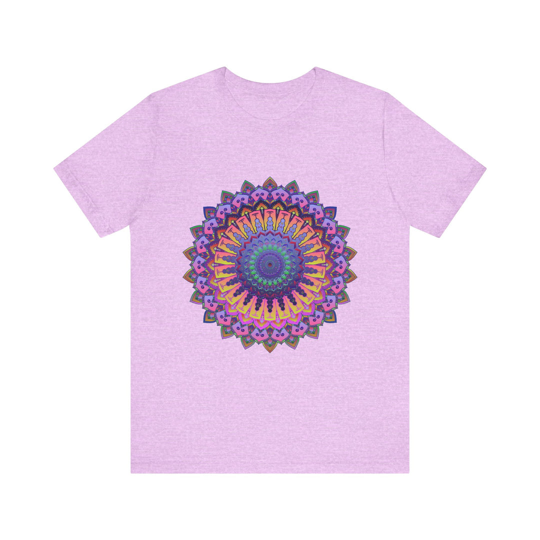 Colorful, vibrant mandala meditation tee with detailed and intricate design