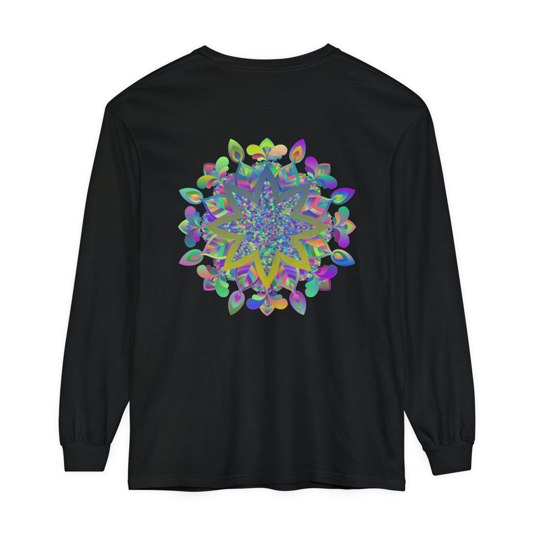 Colorful Mandala Unisex Long Sleeve T-Shirt with intricate design and vibrant colors