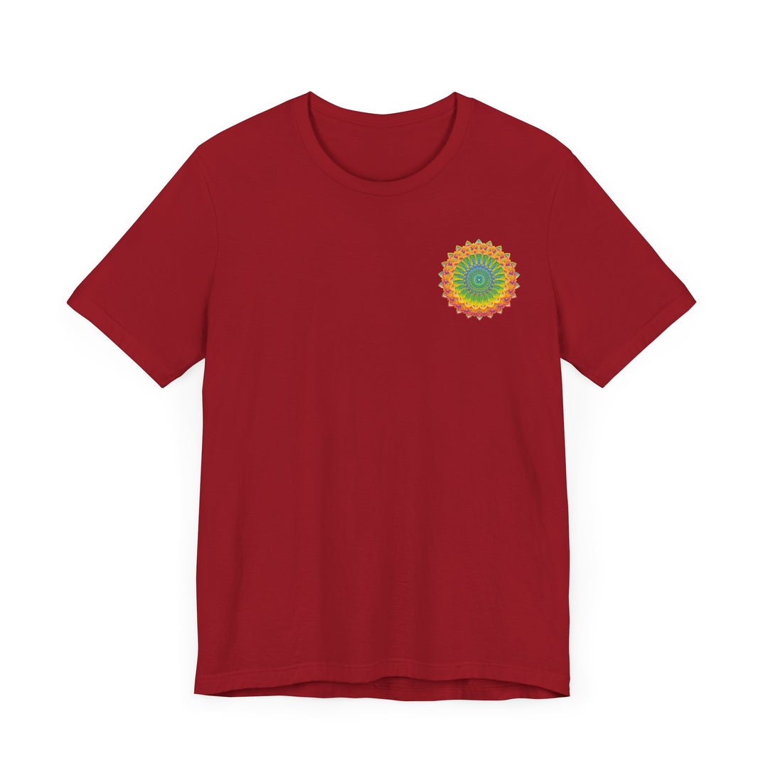 Vibrant Mandala Tee featuring intricate design and vibrant colors promoting spiritual peace and harmony, perfect for yoga and meditation practice