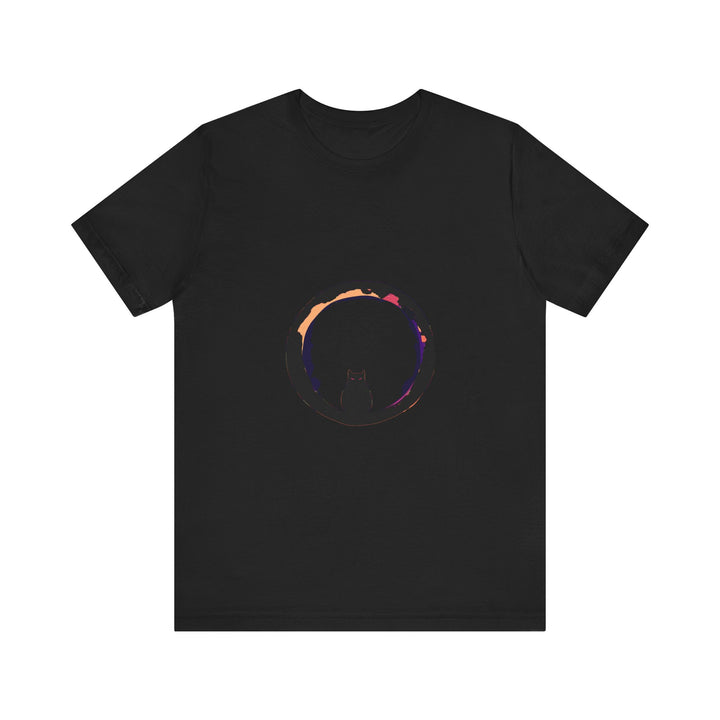 Black Cat Mystery Moon T-Shirt featuring a spooky and stylish design, perfect for Halloween