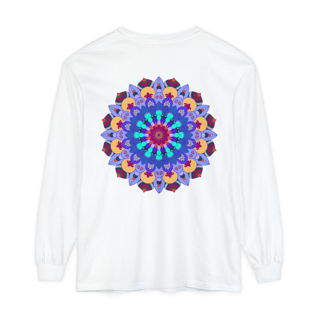 Colorful and intricate mandala design on a long sleeve t-shirt