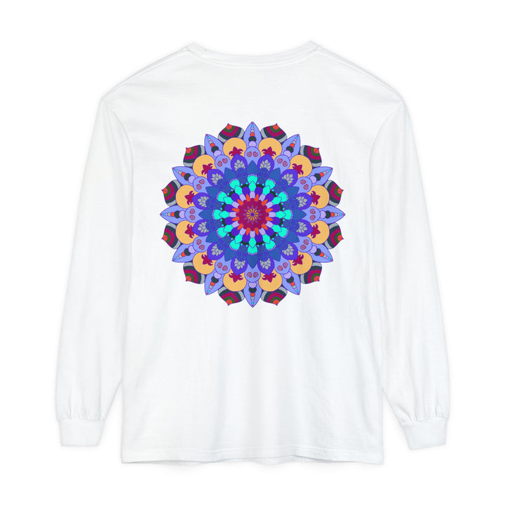 Colorful and intricate mandala design on a long sleeve t-shirt