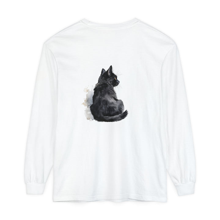 Black Cat Watercolor Unisex Long Sleeve T-Shirt, stylish and comfortable apparel