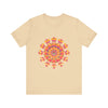 Vibrant Mandala Tee featuring a colorful design in shades of pink, yellow, orange, and green, perfect for adding a pop of color to your wardrobe