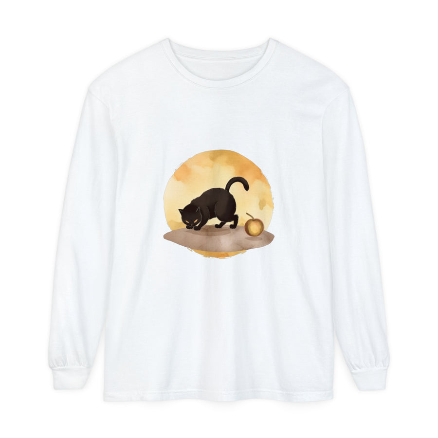 Black Cat Moonlit Mystery T-Shirt with Mysterious Black Cat