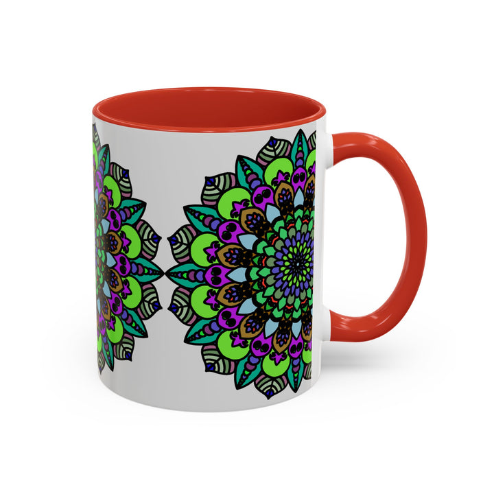 Intricate and vibrant mandala art design on ceramic mug