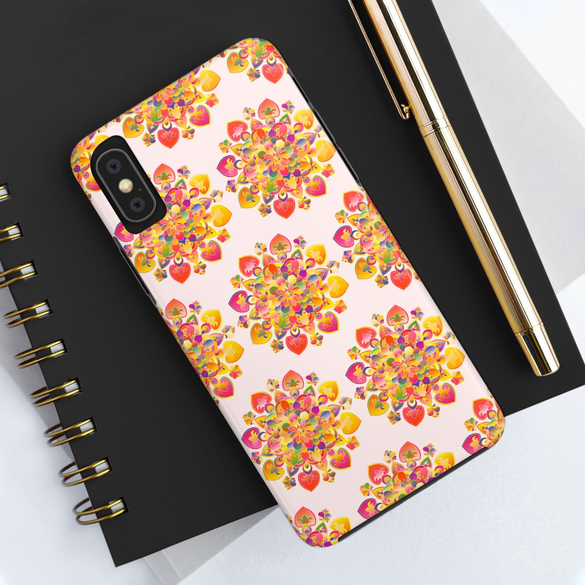 Phone Case - Hand-Drawn Mandala Art - Light Pink Long Description 30