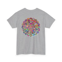 Colorful mandala art printed on a comfortable unisex heavy cotton t-shirt perfect for yoga and mindfulness practices