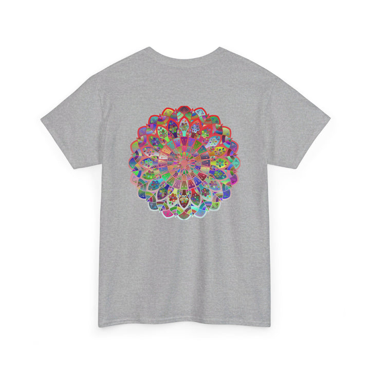 Colorful mandala art printed on a comfortable unisex heavy cotton t-shirt perfect for yoga and mindfulness practices