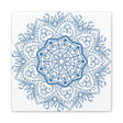 Handmade Mandala Art - Steel Blue Mandala Design Wall Art on Matte Canvas, Stretched, 125 - Unique Handcrafted Home Decor