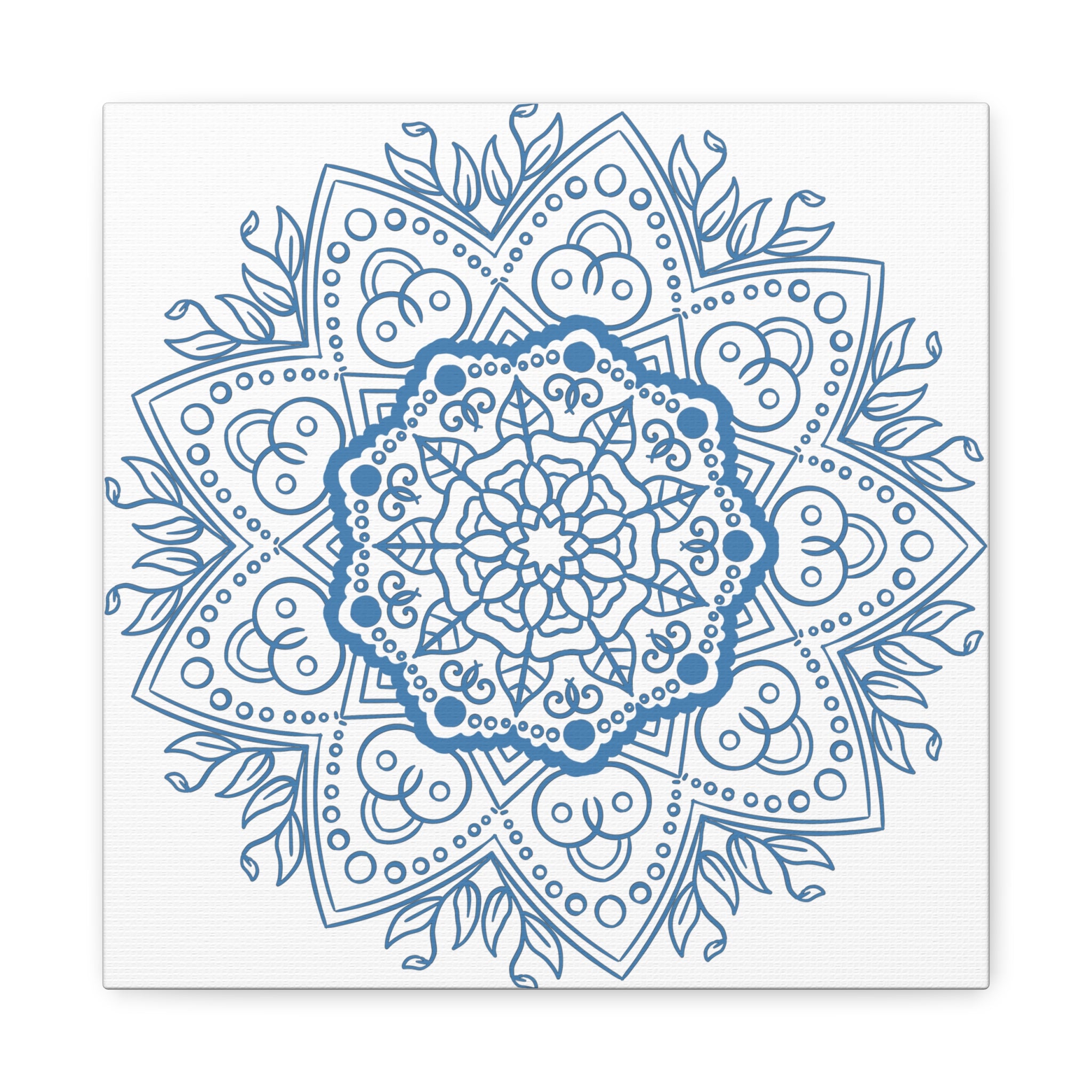 Handmade Mandala Art - Steel Blue Mandala Design Wall Art on Matte Canvas, Stretched, 125 - Unique Handcrafted Home Decor