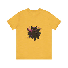 A vibrant and eye-catching Black Cat Mystery T-Shirt, featuring bold and colorful design