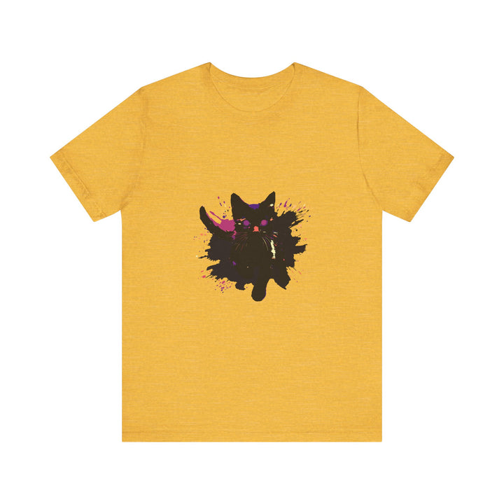 A vibrant and eye-catching Black Cat Mystery T-Shirt, featuring bold and colorful design