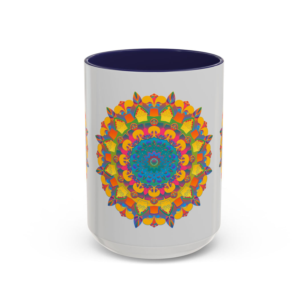 Decorative ceramic mug featuring intricate mandala and floral artwork