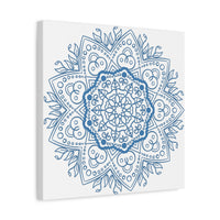 Handmade steel blue mandala design wall art on stretched matte canvas